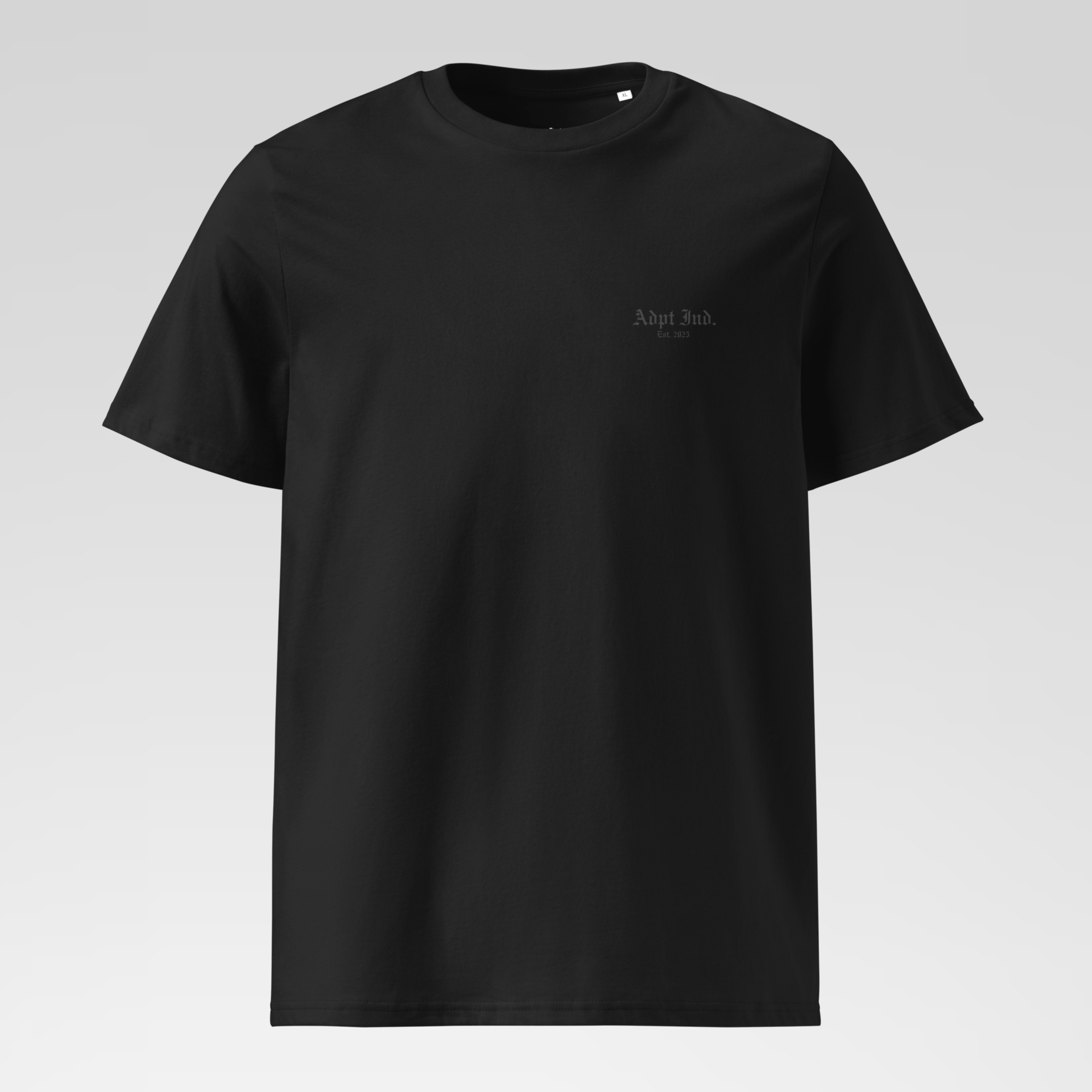 black t-shirt, front, dtg graphic printed