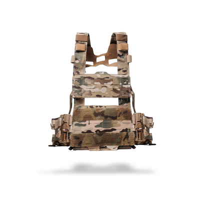 Camouflage tactical vest on a white background